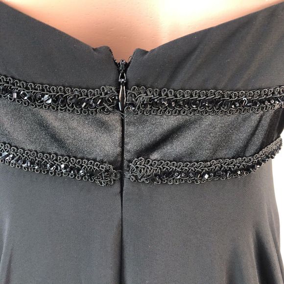 Summer dress Donna Morgan Womens Dress Size 8 Black Midi Slip V Neck Zip Back - Picture 10 of 13